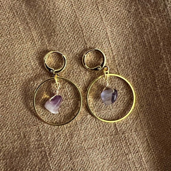 fluorite huggie hoop earrings - Picture 1 of 2